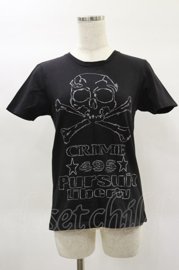 画像1: HN+DIE / スカル刺繍Tシャツ  黒 H-25-02-02-017-HN-TO-KB-ZH (1)