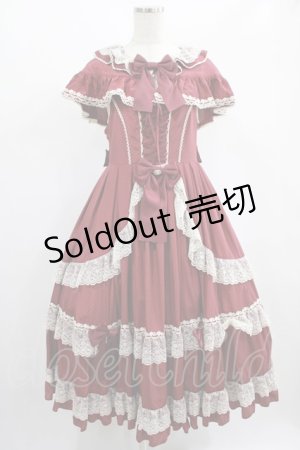 画像: metamorphose / エリーケープ付きジャンパースカート Free ボルドー H-25-02-03-004-ME-OP-NS-ZH