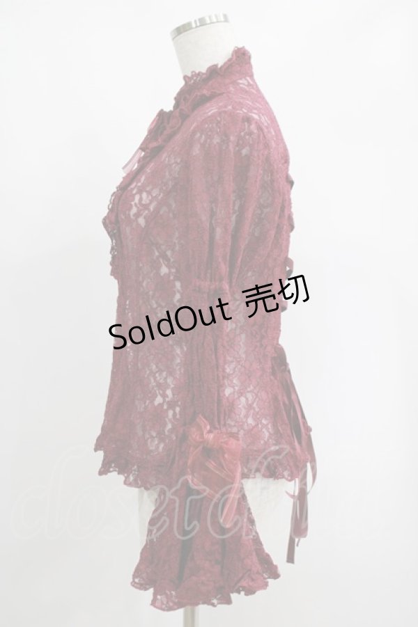 画像2: metamorphose / レース姫袖ブラウス Free ボルドー H-25-02-03-050-ME-BL-NS-ZH (2)