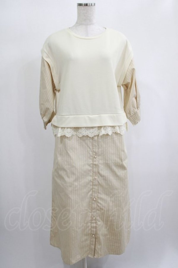画像1: axes femme / ドッキングシャツワンピース M アイボリー H-25-02-03-1028-AX-OP-NS-ZH (1)