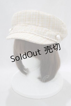 画像: axes femme POETIQUE / パール釦ツイードキャスケット  ベージュ H-25-02-03-1074-AX-AC-NS-ZH