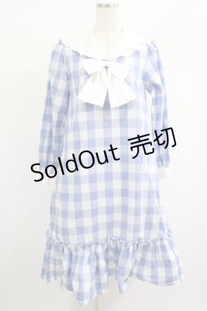 画像: Nile Perch / ギンガムチェックセーラーワンピース Free ブルー H-25-02-03-1012-LO-OP-NS-ZH