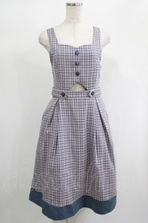 画像: F i.n.t / ビスチェ風カッティングチェックジャンパースカート Free NAVY×PK H-25-02-03-1023-CA-OP-NS-ZH