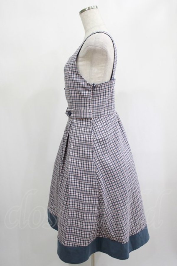 画像2: F i.n.t / ビスチェ風カッティングチェックジャンパースカート Free NAVY×PK H-25-02-03-1023-CA-OP-NS-ZH (2)