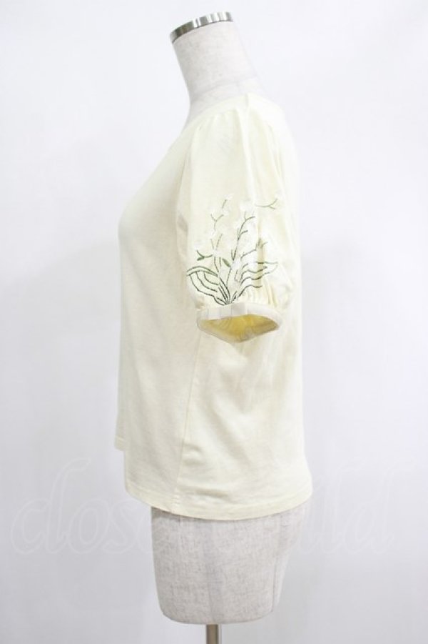 画像2: F&A / スズラン刺繍パフT Free IVORY H-25-02-03-054-LO-TO-NS-ZH (2)
