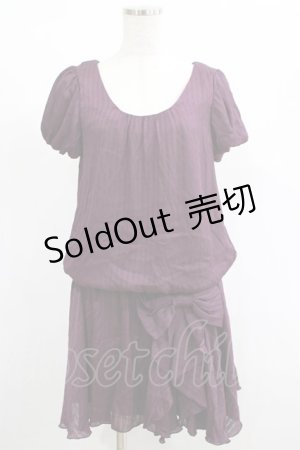 画像: axes femme / ストライプリボンワンピース M パープル H-25-02-06-037-AX-OP-NS-ZH