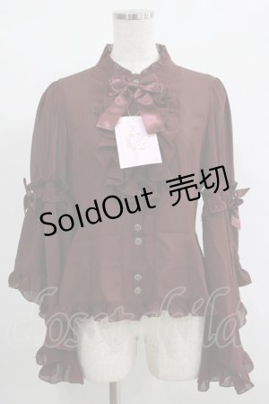 画像: metamorphose / スタンドカラーロング姫袖ブラウス サイズ1 ボルドー H-25-02-06-048-ME-BL-NS-ZH