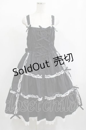 画像: metamorphose / 【プラスサイズ】シャーリングティアードジャンパースカート プラスサイズ ブラック H-25-02-06-013-ME-OP-NS-ZH