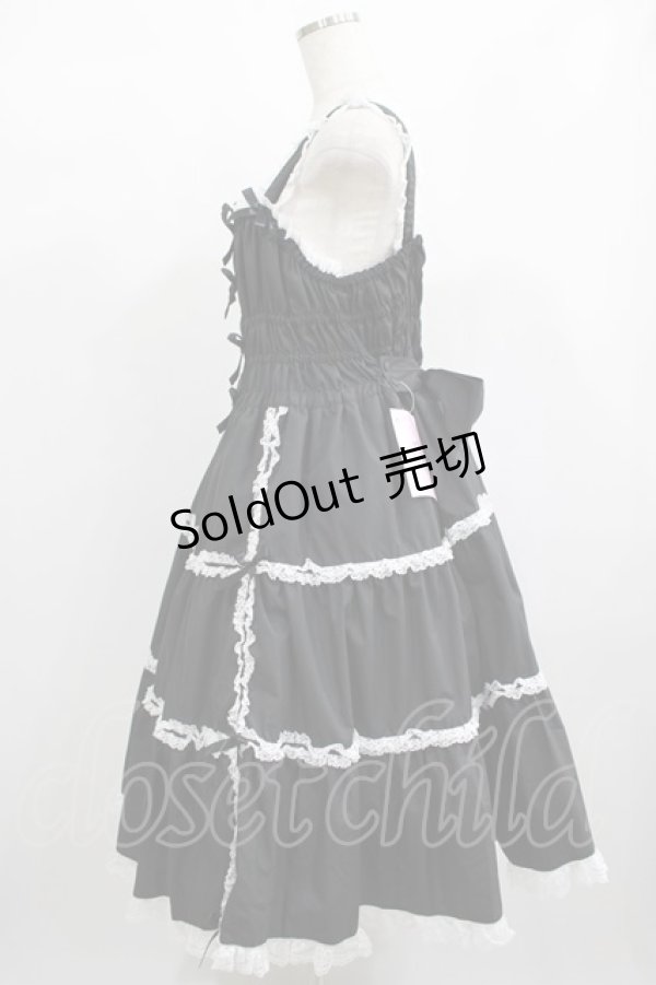 画像2: metamorphose / 【プラスサイズ】シャーリングティアードジャンパースカート プラスサイズ ブラック H-25-02-06-013-ME-OP-NS-ZH (2)