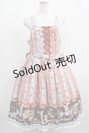 画像: metamorphose//【プラスサイズ】Happy Sewing Time フリルジャンパースカート+ヘッドドレスセット プラスサイズ サックス赤系(Saxe Blue/Red) H-25-02-06-016-GO-OP-NS-ZH