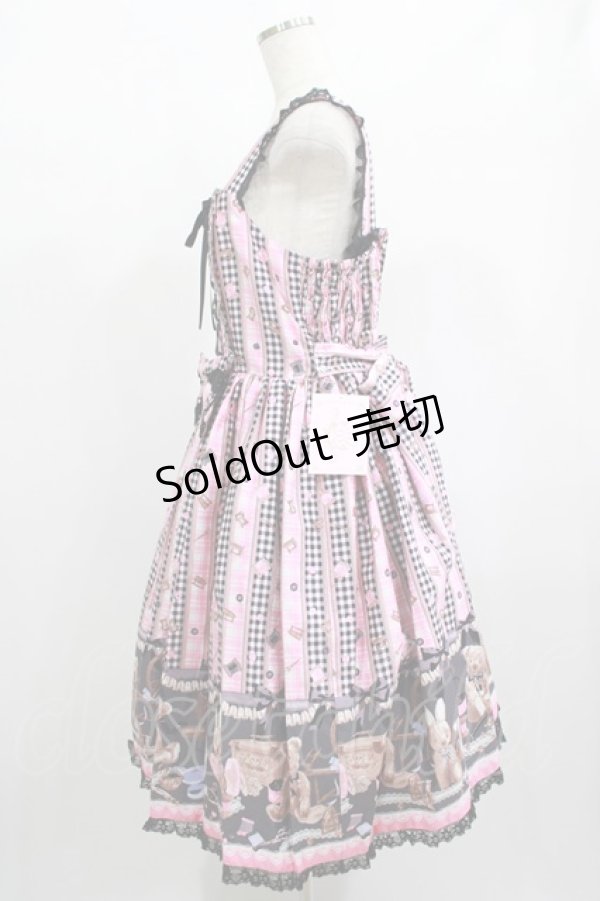 画像2: 【プラスサイズ】Happy Sewing Time /  フリルジャンパースカート+ヘッドドレスセット プラスサイズ ピンク黒系(Pink/Black) H-25-02-06-017-GO-OP-NS-ZH (2)