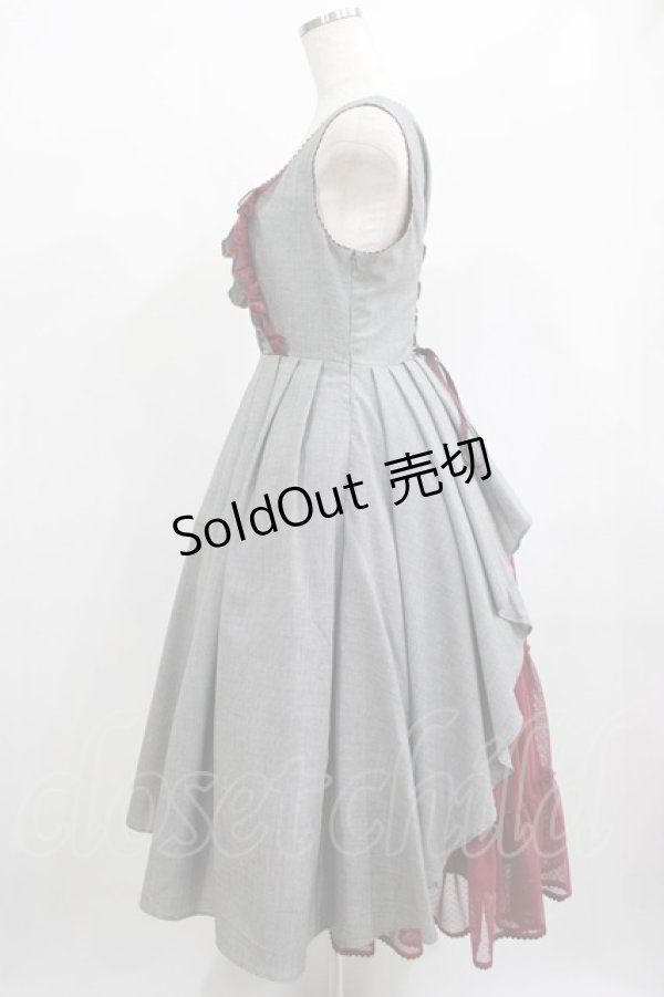 画像2: Victorian maiden / ユニヴェルセルラッフルジャンパースカート Free 千鳥×ボルドー H-25-02-06-022-CL-OP-NS-ZH (2)