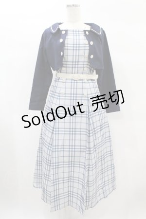 画像: an another angelus / ジャケット付きダブル釦チェックワンピース Free NAVY/WHITE H-25-02-08-1043-CA-OP-NS-ZH