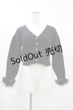 画像: pium / ファー付きマシュマロニットカーディガン Free ブラック H-25-02-08-1058-0-TO-NS-ZH