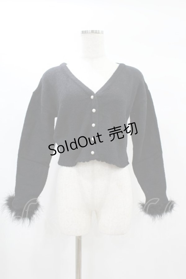 画像1: pium / ファー付きマシュマロニットカーディガン Free ブラック H-25-02-08-1058-0-TO-NS-ZH (1)