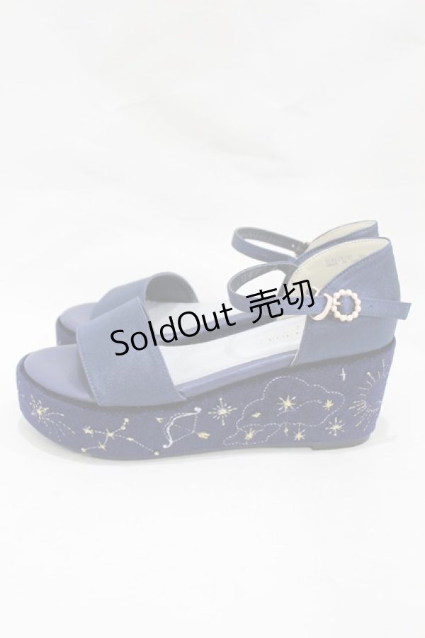 画像2: axes femme POETIQUE / 星座刺繍サンダル L ネイビー H-25-02-08-1007-AX-SH-NS-ZH (2)