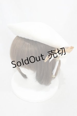 画像: Amavel / 月夜の狐と寒椿和風ベレー帽  アイボリー H-25-02-09-1005-CA-AC-NS-ZH