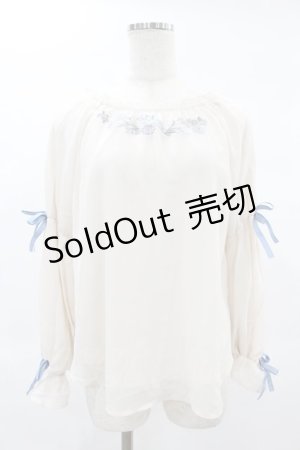 画像: axes femme / フェザー×花刺繍トップス M アイボリー H-25-02-09-1055-AX-TO-NS-ZH