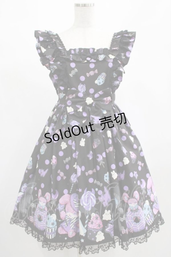 画像1: Angelic Pretty / Happy Treat Partyジャンパースカート Free ブラック H-25-02-10-002-AP-OP-NS-ZH (1)