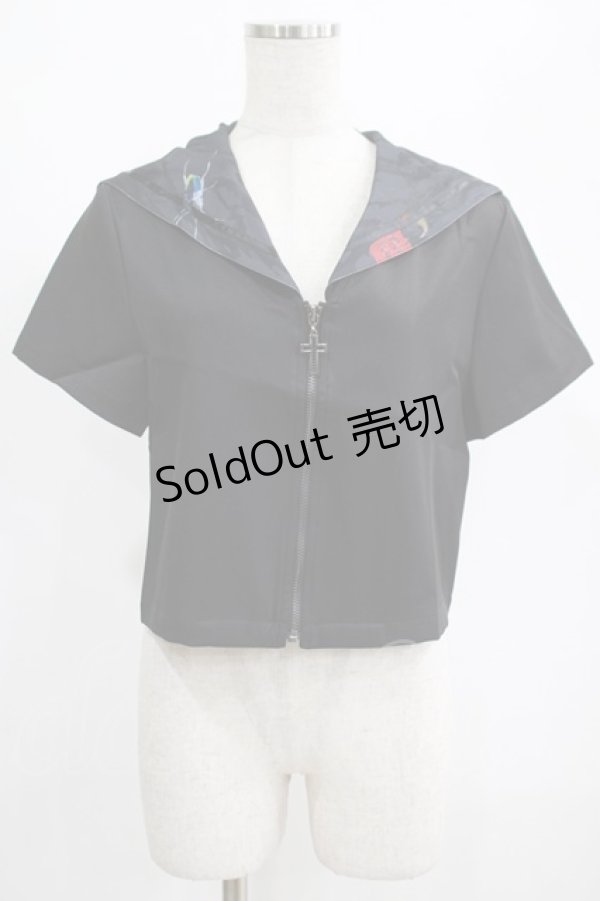 画像1: PUNK RAVE / Chinese Style Silk Fan black sailor collar girl uniform jacket L ブラック H-25-02-12-051-PU-TO-KB-ZS (1)
