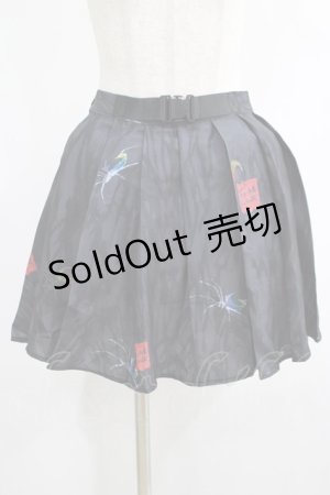 画像: PUNK RAVE / Black printed pleated skirt L ブラック H-25-10-20-029-PU-SK-KB-ZH