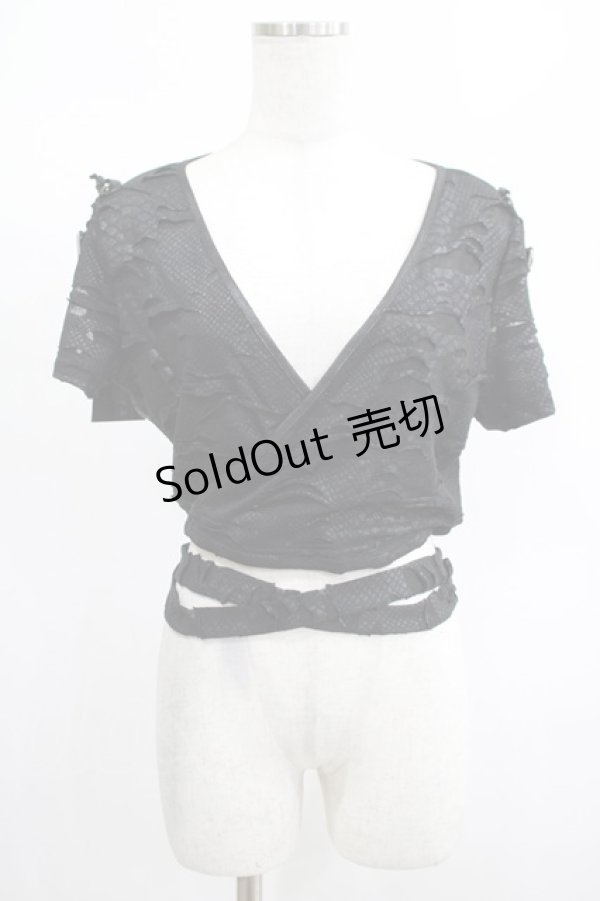 画像1: PUNK RAVE / Terror black crop top XL-XXL ブラック H-25-02-13-060-PU-TO-KB-ZS (1)