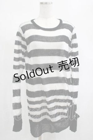 画像: PUNK RAVE / Insanity striped sweater Free ホワイト H-25-02-13-061-PU-TO-KB-OS