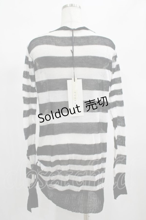 画像3: PUNK RAVE / Insanity striped sweater Free ホワイト H-25-02-13-061-PU-TO-KB-OS (3)