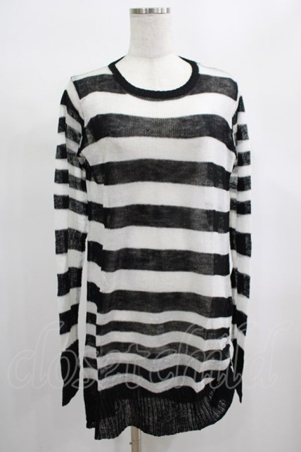 画像1: PUNK RAVE / Insanity striped sweater Free ホワイト H-25-02-13-063-PU-TO-KB-ZT237 (1)