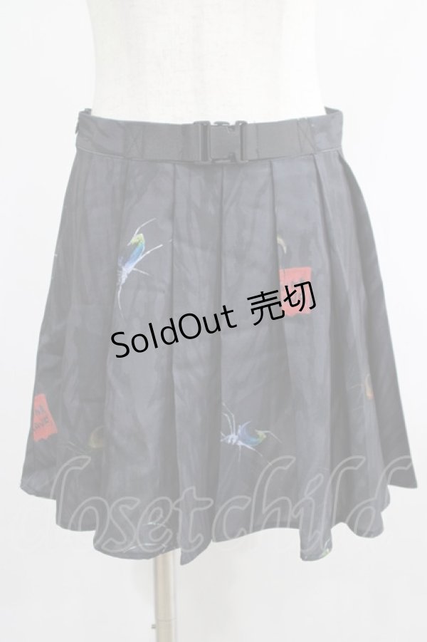 画像1: PUNK RAVE / Black printed pleated skirt S ブラック H-25-02-13-033-PU-SK-KB-ZS (1)