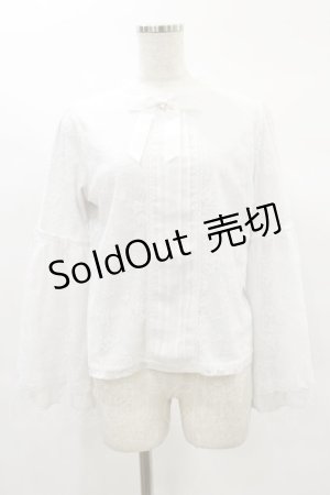 画像: axes femme POETIQUE / リボン付レース姫袖ブラウス M オフ H-25-02-14-052-AX-BL-NS-ZH
