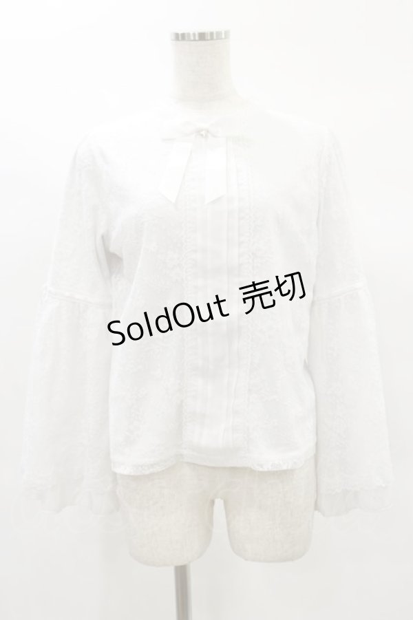 画像1: axes femme POETIQUE / リボン付レース姫袖ブラウス M オフ H-25-02-14-052-AX-BL-NS-ZH (1)