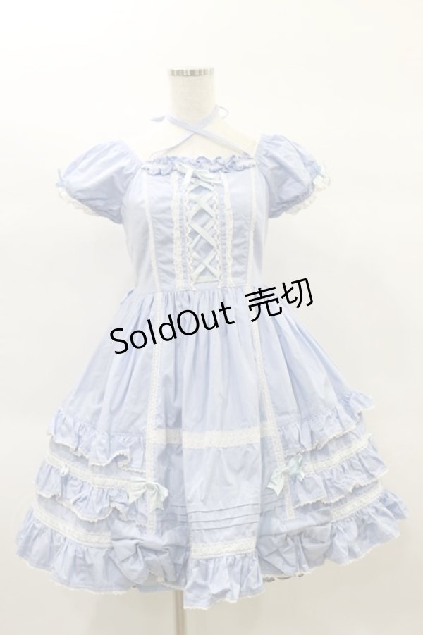 画像1: Angelic Pretty / はしごレースワンピース Free サックス H-25-02-14-078-AP-OP-NS-ZH (1)