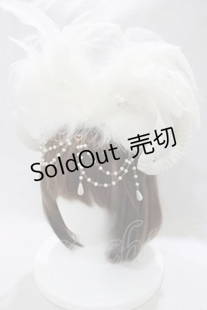 画像: Millefleurs / 羊の角ヘッドドレス  白 H-25-02-14-1035-EL-AC-KB-ZH
