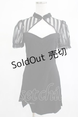 画像: PUNK RAVE / Chinese Style Silk Fan Cheongsam Dress M ブラック H-25-02-14-1014-PU-OP-KB-ZI