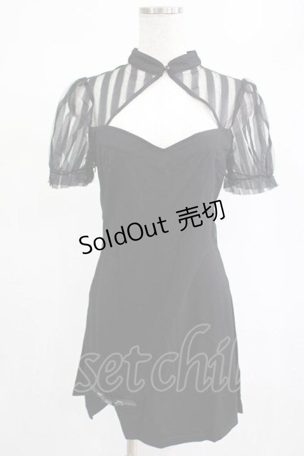 画像1: PUNK RAVE / Chinese Style Silk Fan Cheongsam Dress M ブラック H-25-02-14-1014-PU-OP-KB-ZI (1)