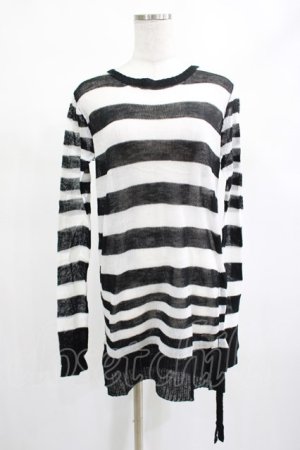 画像: PUNK RAVE / Insanity striped sweater Free ホワイト H-25-02-14-1023-PU-TO-KB-ZY