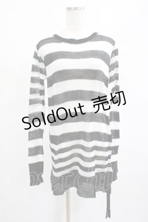 画像: PUNK RAVE / Insanity striped sweater Free ホワイト H-25-02-14-1023-PU-TO-KB-ZY