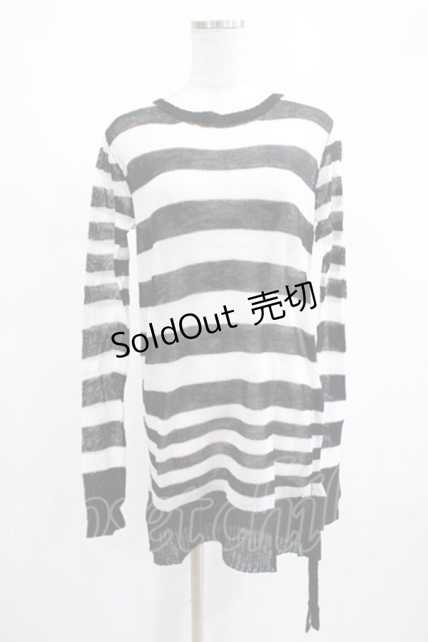 画像1: PUNK RAVE / Insanity striped sweater Free ホワイト H-25-02-14-1023-PU-TO-KB-ZY (1)