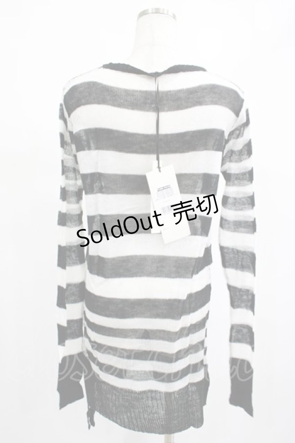 画像2: PUNK RAVE / Insanity striped sweater Free ホワイト H-25-02-14-1023-PU-TO-KB-ZY (2)