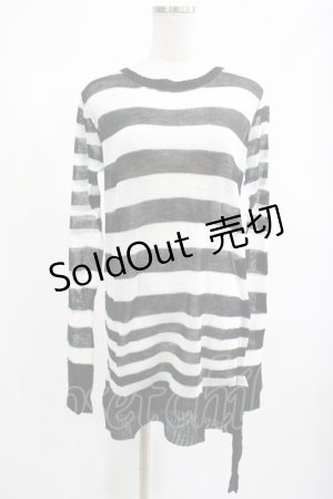 画像: PUNK RAVE / Insanity striped sweater Free ホワイト H-25-02-14-1024-PU-TO-KB-ZI