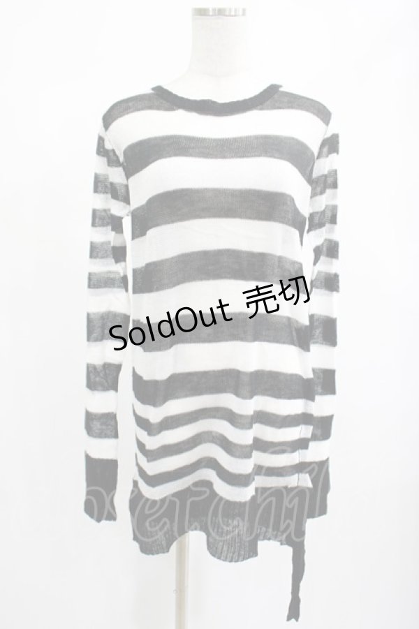 画像1: PUNK RAVE / Insanity striped sweater Free ホワイト H-25-02-14-1024-PU-TO-KB-ZI (1)