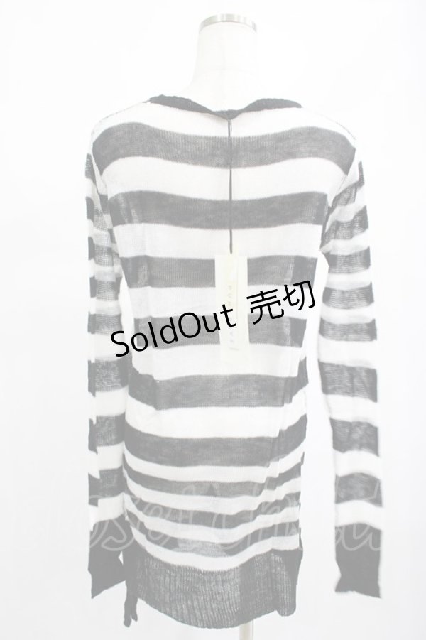 画像2: PUNK RAVE / Insanity striped sweater Free ホワイト H-25-02-14-1024-PU-TO-KB-ZI (2)