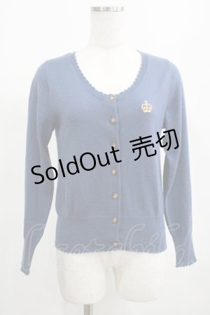 画像: Leur Getter / 王冠刺繍入りニットカーディガン  ブルー H-25-02-15-052-LU-TO-KB-ZH