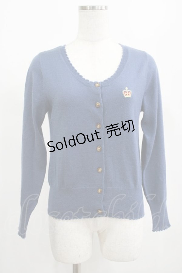 画像1: Leur Getter / 王冠刺繍入りニットカーディガン  ブルー H-25-02-15-052-LU-TO-KB-ZH (1)
