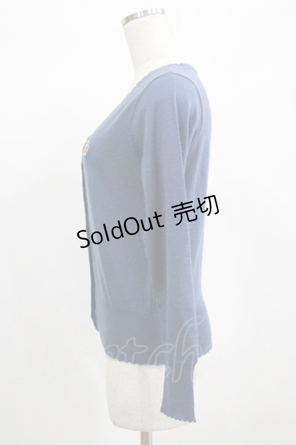 画像2: Leur Getter / 王冠刺繍入りニットカーディガン  ブルー H-25-02-15-052-LU-TO-KB-ZH (2)