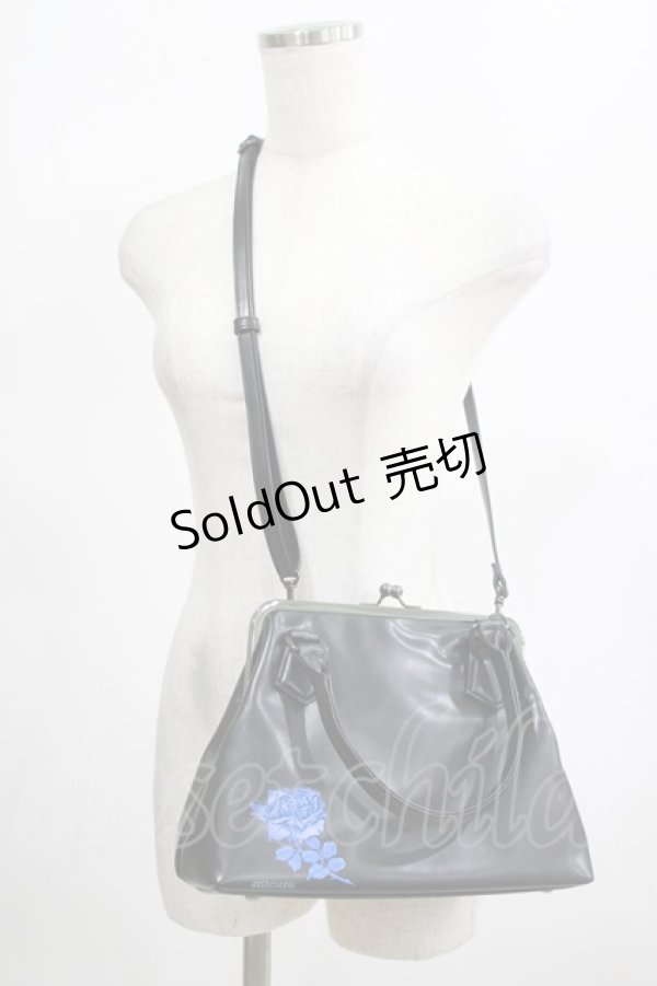 画像4: artherapie / フィセルローズ口金2WAYバッグ  黒×青 H-25-02-15-065-GO-BG-KB-ZH (4)