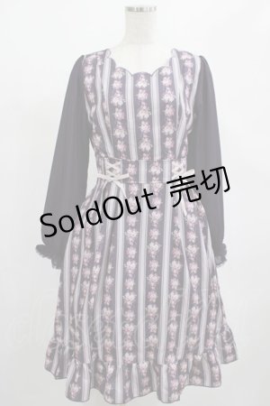 画像: axes femme POETIQUE / ローズストライプ長袖ワンピース M パープル H-25-02-16-029-AX-OP-NS-ZH
