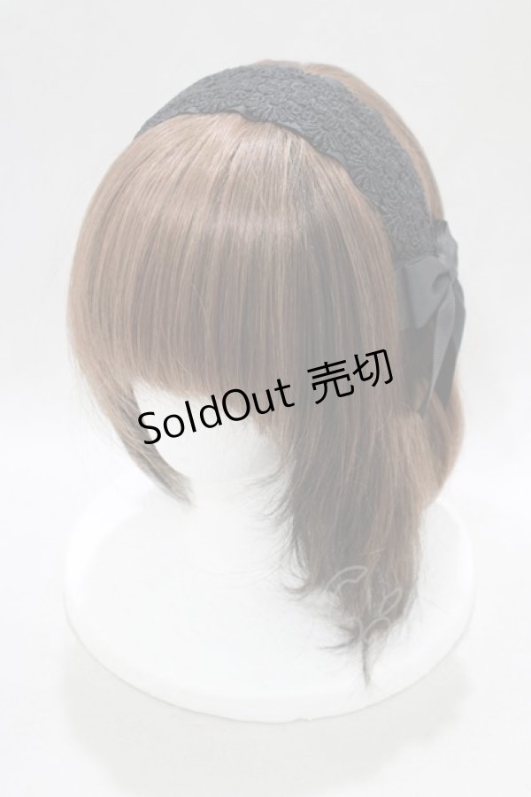 画像1: m petit by misako / レースリボンカチューシャ  ブラック H-25-02-16-082-LO-AC-NS-ZH (1)
