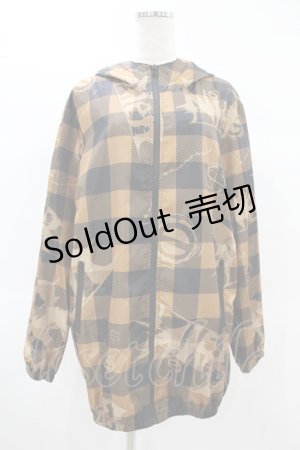 画像: NieR Clothing / 総柄ZIPブルゾンパーカー  茶 H-25-02-17-070-PU-TO-KB-ZH